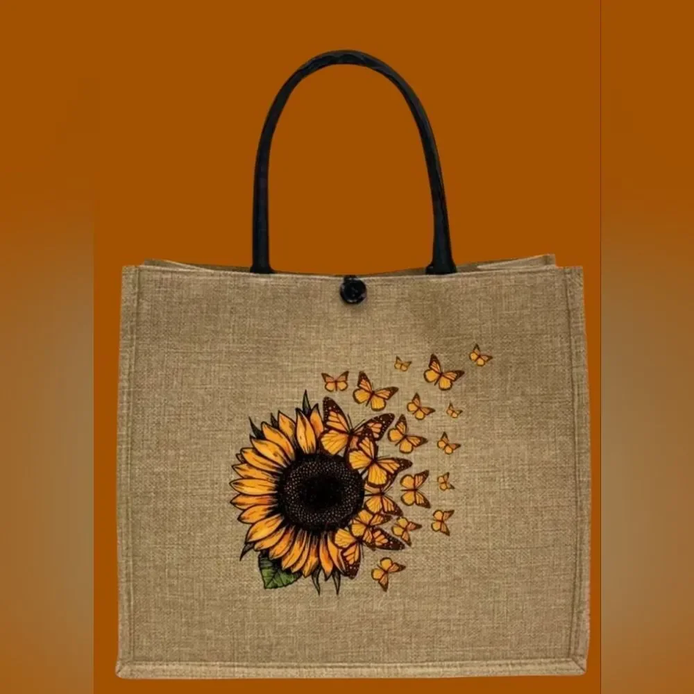 Elegant Sunflower and Butterfly Tote Bag